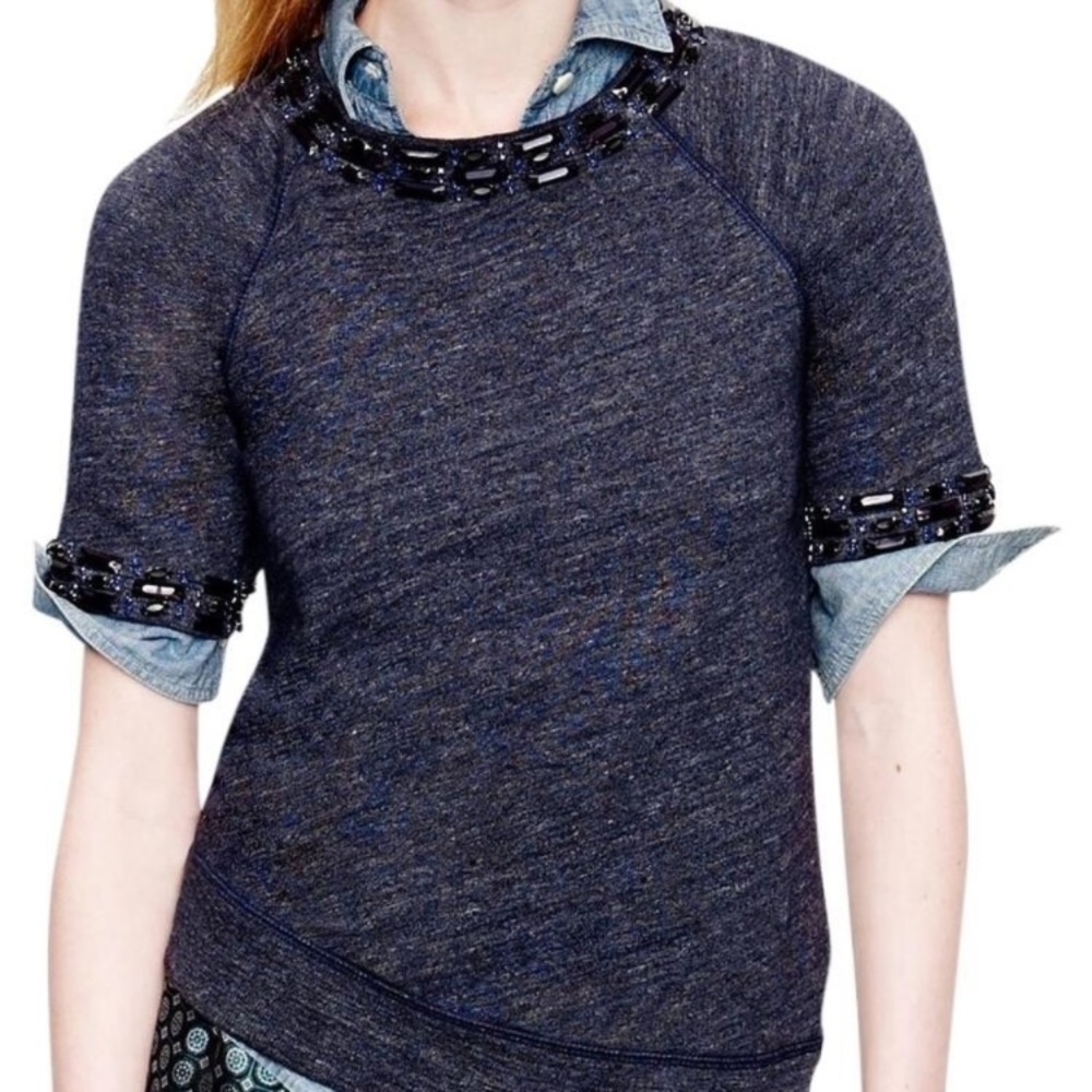J. Crew navy blue jeweled sweatshirt S